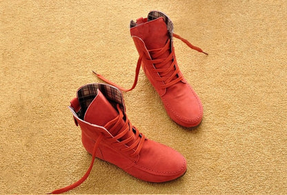 Winter new women's boots flat boots women's lace Martin boots 7-12days