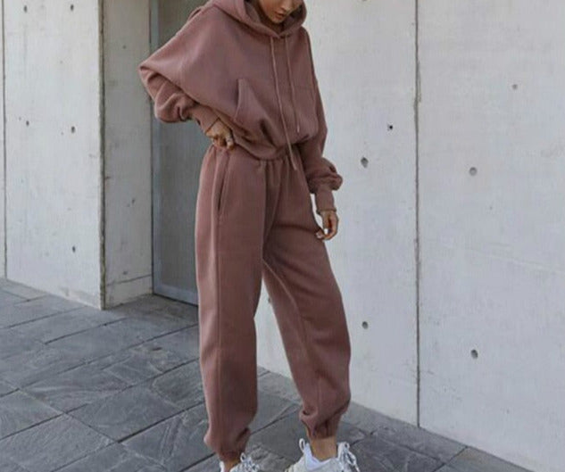 Women Warm Hoodie and Pants Set