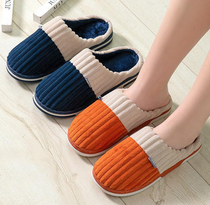 Unisex Winter Slippers Corduroy Shoes Couples Bedroom Slippers Women Men