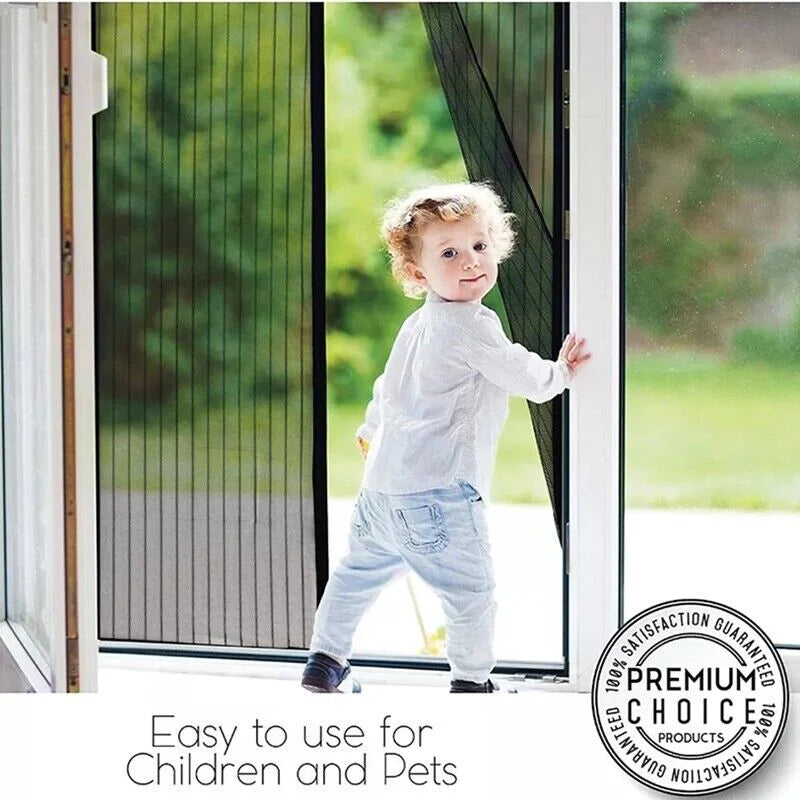 Magnetic Screen Door Mesh Curtain Durable Heavy Duty Mosquito Net Bug Hands Free