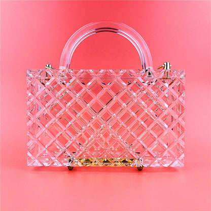 Super Thick Checkered New Transparent Acrylic Handbag