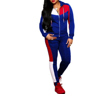 Autumn women's two piece hooded sportswear set