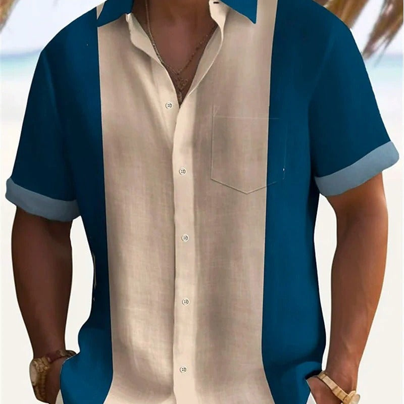 Men's Solid Color Thin Young Casual Fashion Short Sleeve Shirt