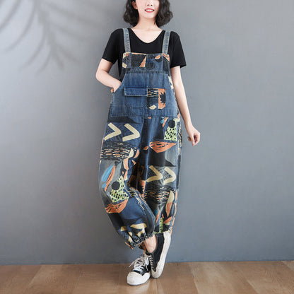 Women's Loose Plus Size Wide Leg Jumpsuit Ninth Pants