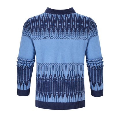 Men's Crewneck Pullover Sweater Unisex Fair Isle Long Sleeve Knitted Sweater