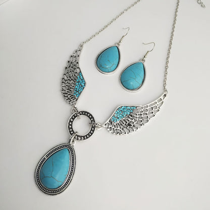 Water drop necklace earrings set