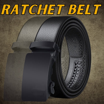 Microfiber Leather Mens Ratchet Belt Belts For Men Adjustable Automatic Buckle Black