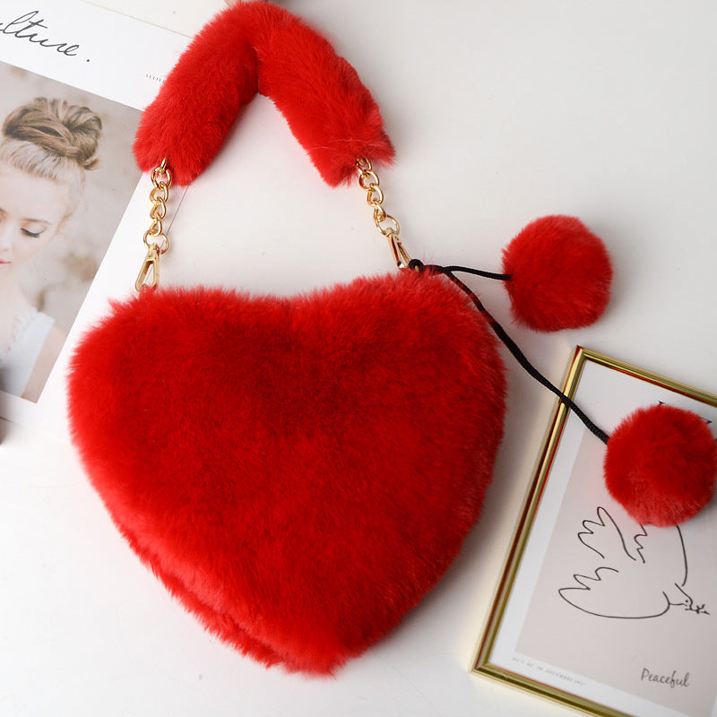 Plush heart-shaped bag