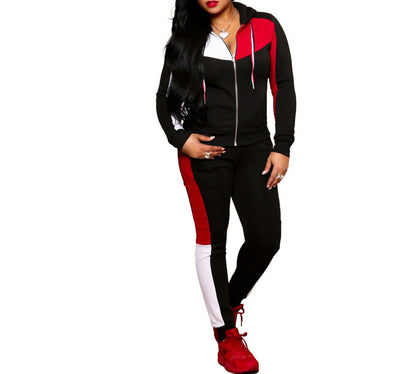 Autumn women's two piece hooded sportswear set