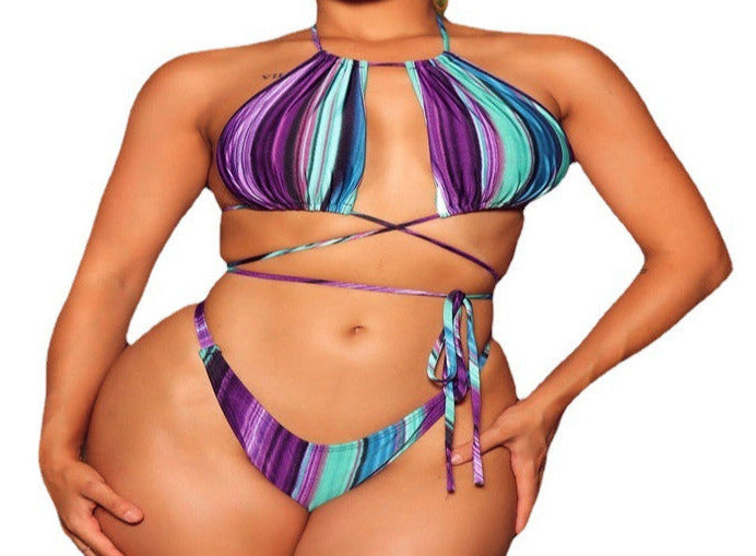 Swimsuit Beach Dress Striped Bikini