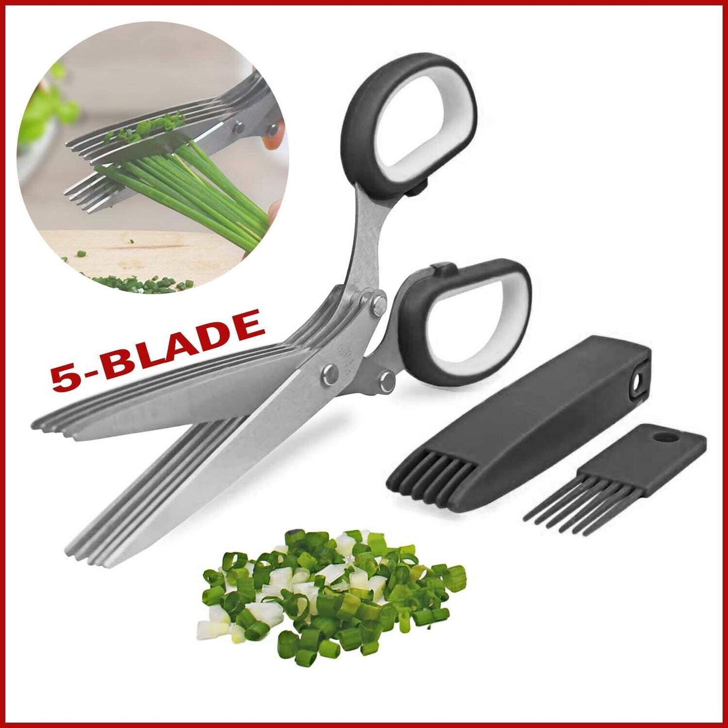 Herb Scissors Set With 5 Blades And Cover - Multipurpose Kitchen Shear