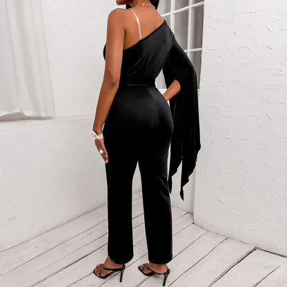 Summer New V-neck Jumpsuit Ninth Pants