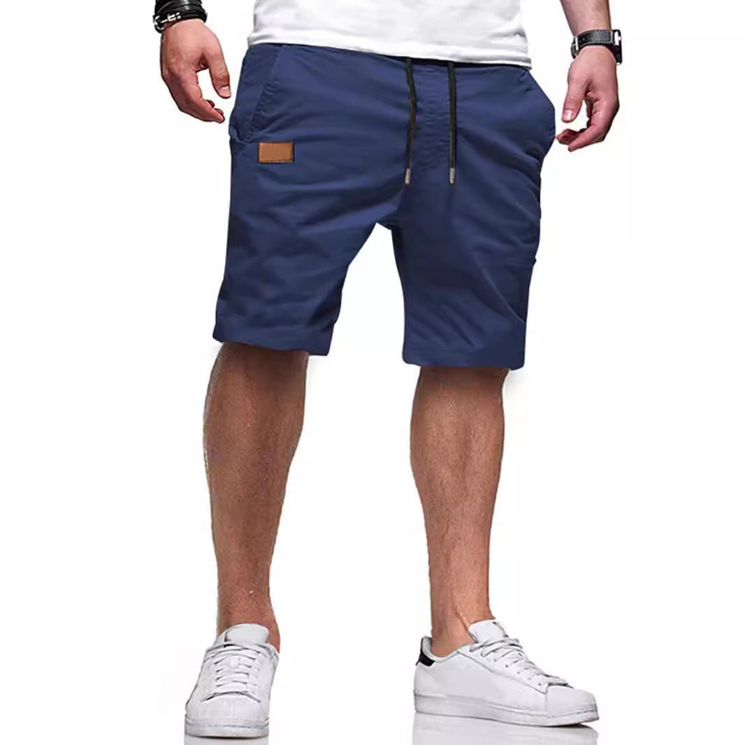 Leather Patchwork Straight Youth Fifth Pants Casual Workwear Shorts