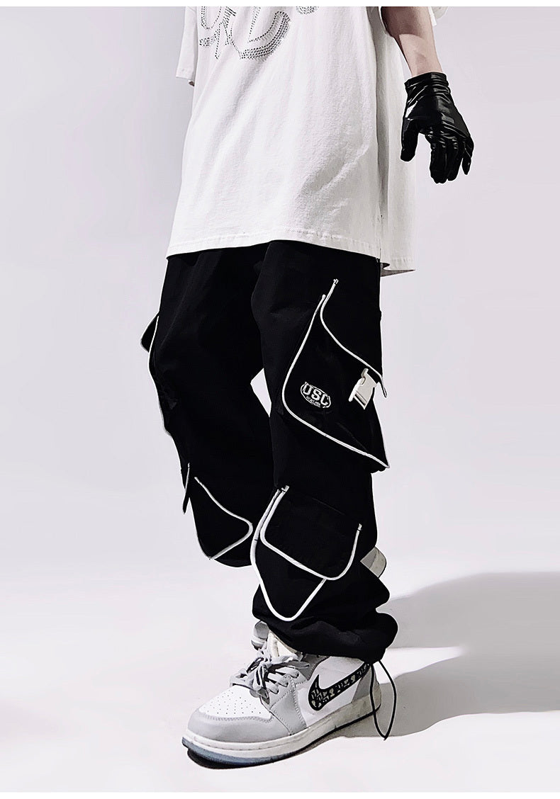 American Style Loose Straight Functional Ankle-tied Sports Trousers