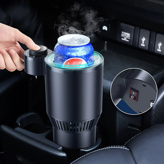 2 In1 Car Heating Cooling Cup 12V Smart Car Cup Holder Digital Temperature Display Drink Cup Warmer Cooler Mini Car Refrigerator