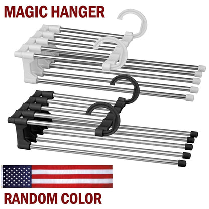 Wonder Metal Magic Hanger Pants Clothes Rack Hooks Space Saver Closet Organizers