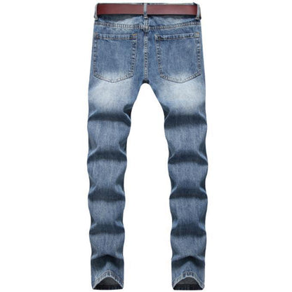 Men's Classic Blue With Holes Jeans