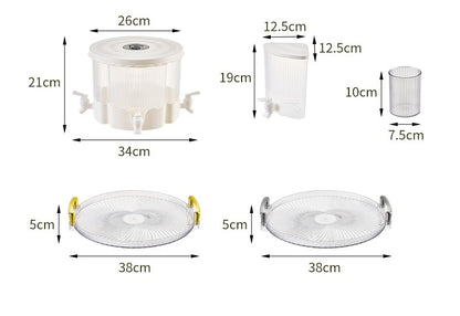 4-Compartment Rotatable Liquid Dispenser/Kettle Large-capacity Plastic container set.