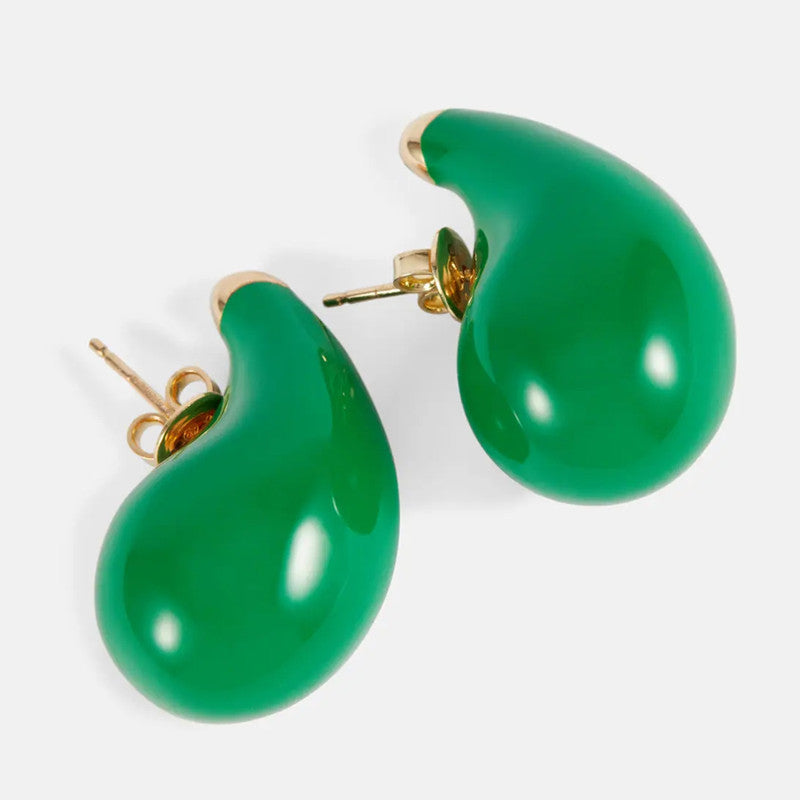 Droplet Shaped Hollow Tear Drop Enamel Earrings