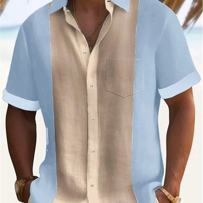 Men's Solid Color Thin Young Casual Fashion Short Sleeve Shirt