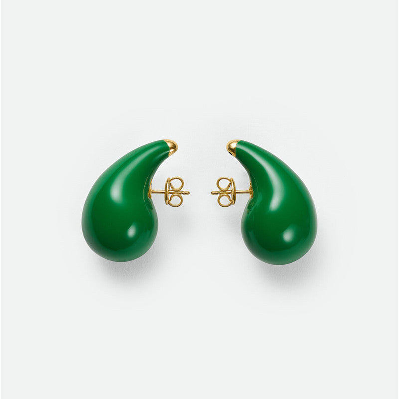 Droplet Shaped Hollow Tear Drop Enamel Earrings