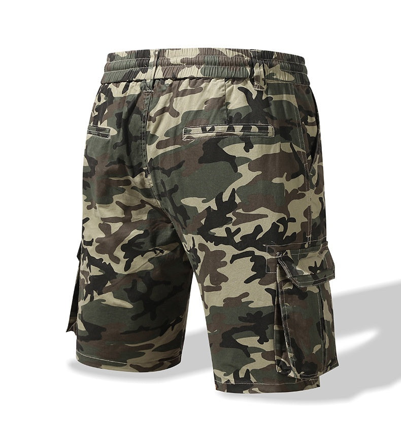 Men's Straight Casual Pants Camouflage Multi-pocket Workwear Shorts