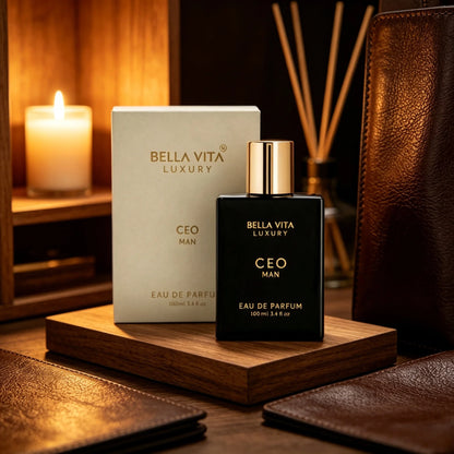 Bella Vita Luxury CEO Man Eau de Parfum Sophisticated Woody Earthy Scent Matte Black Square Bottle Long Lasting Business Masculine Perfume Ideal Holiday Gift for Him 5~9days