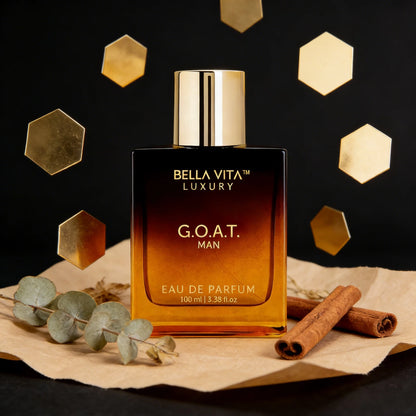 Bella Vita Luxury G.O.A.T Man Eau de Parfum Rich Warm Woody Spicy Scent Gradient Amber Square Bottle Long Lasting Masculine Perfume Ideal Holiday Gift for Him 5~9days