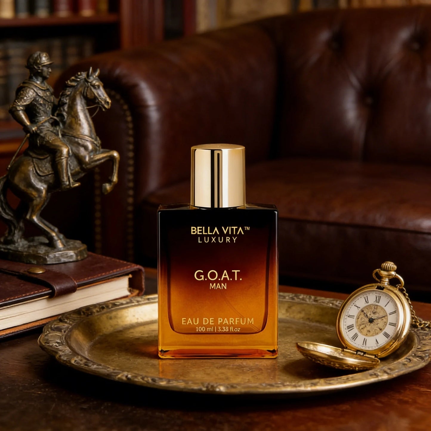 Bella Vita Luxury G.O.A.T Man Eau de Parfum Rich Warm Woody Spicy Scent Gradient Amber Square Bottle Long Lasting Masculine Perfume Ideal Holiday Gift for Him 5~9days