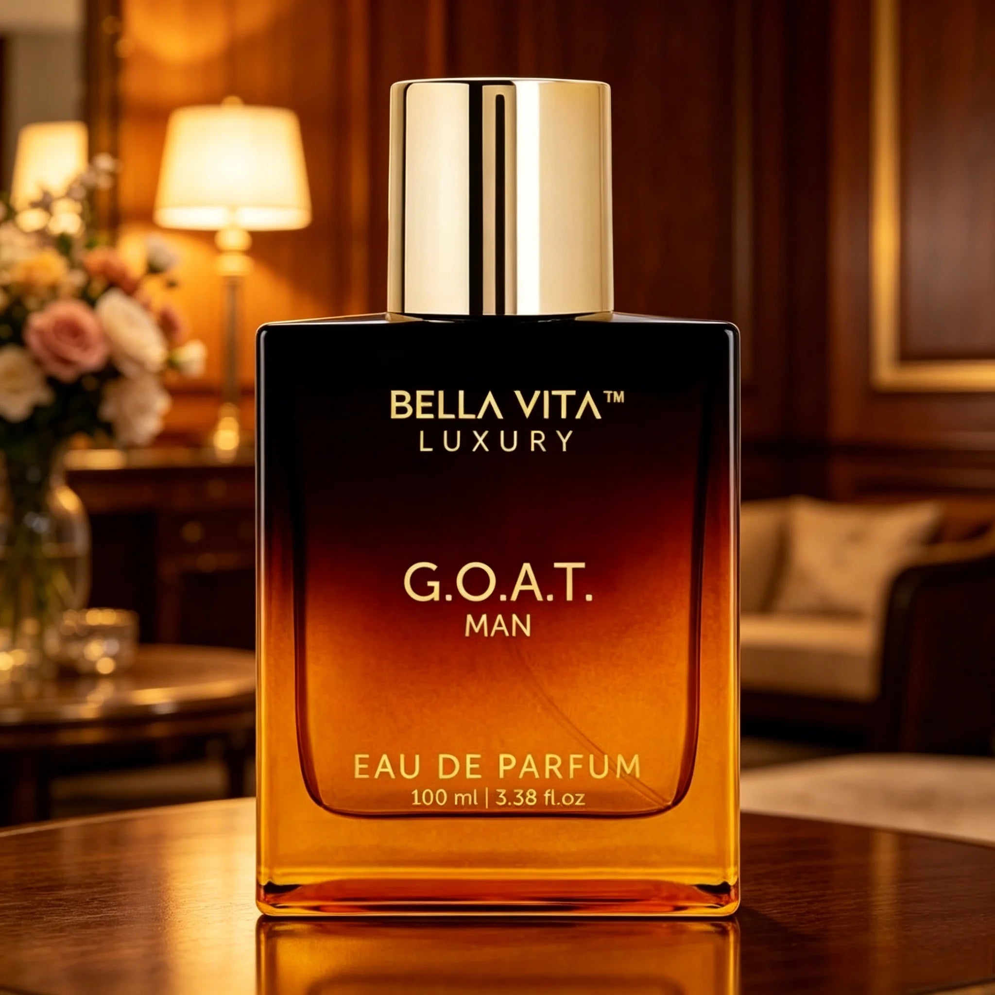Bella Vita Luxury G.O.A.T Man Eau de Parfum Rich Warm Woody Spicy Scent Gradient Amber Square Bottle Long Lasting Masculine Perfume Ideal Holiday Gift for Him 5~9days