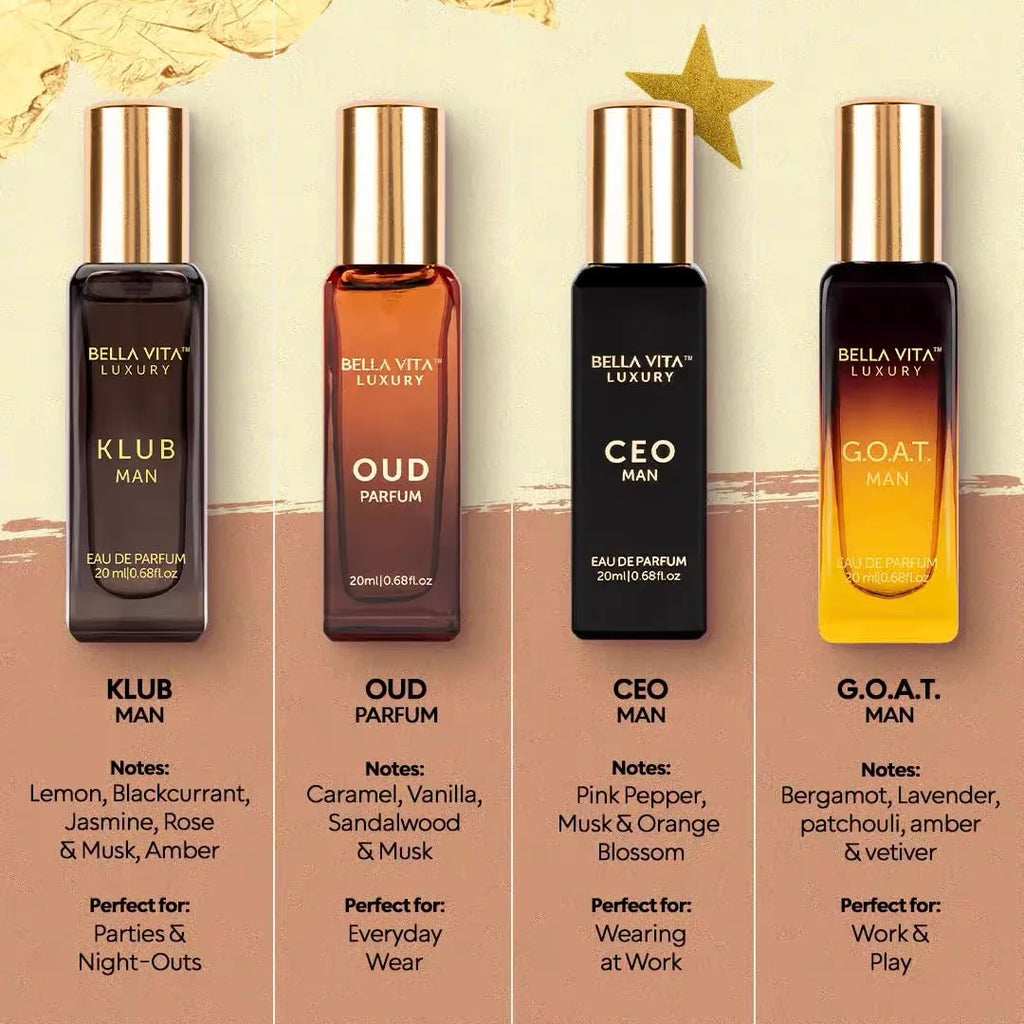 Bella Vita Organic Man Luxury Perfume has a woody floral and fruity aroma that is fresh and long-lasting 3~9days