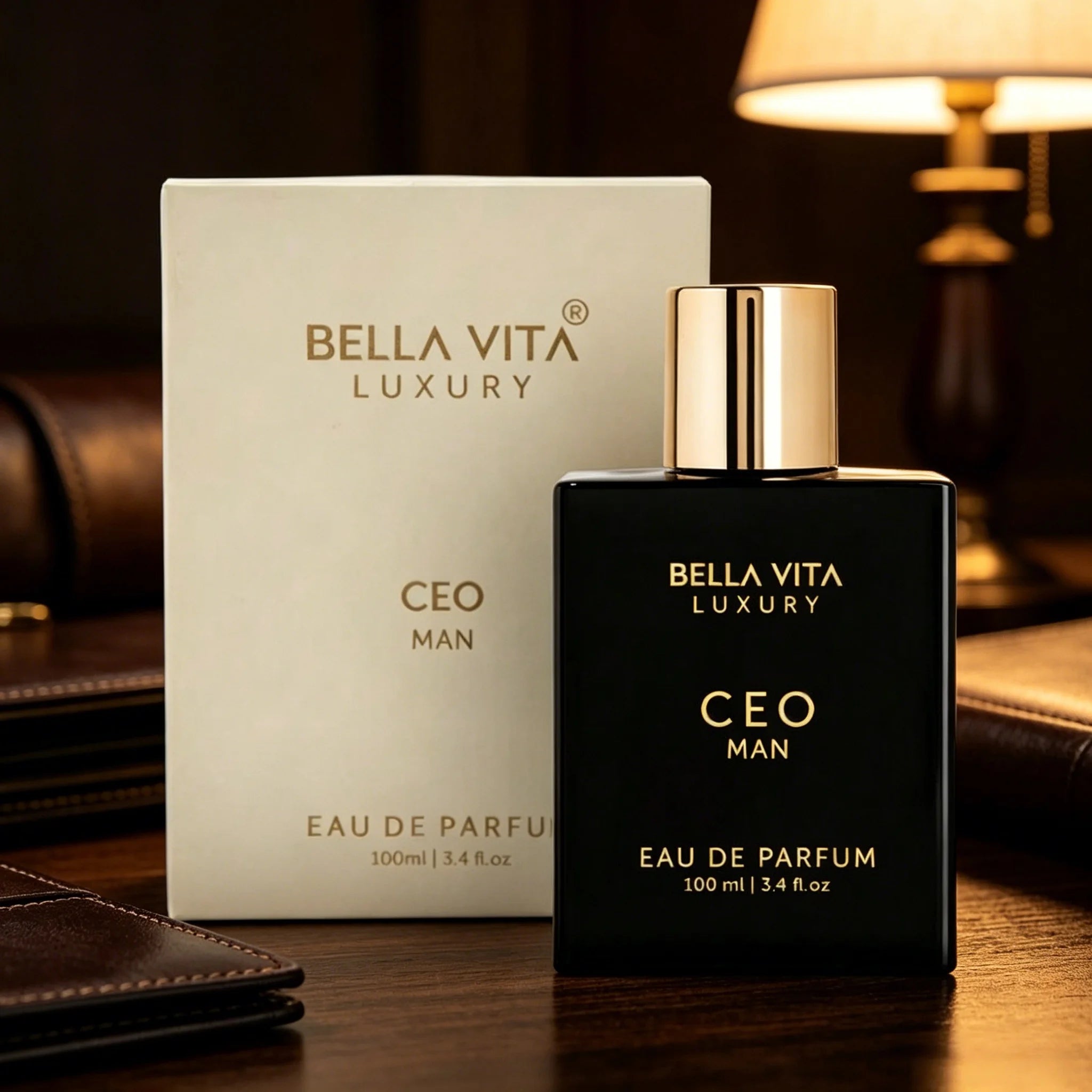 Bella Vita Luxury CEO Man Eau de Parfum Sophisticated Woody Earthy Scent Matte Black Square Bottle Long Lasting Business Masculine Perfume Ideal Holiday Gift for Him 5~9days