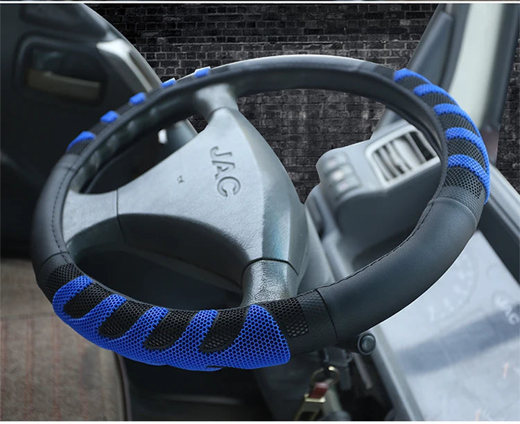 BLUE PU Leather Steering Wheel Covers for Car Bus Truck 36 38 40 42 45 47 50cm Diameter Auto Steering-wheel cover 8~17days