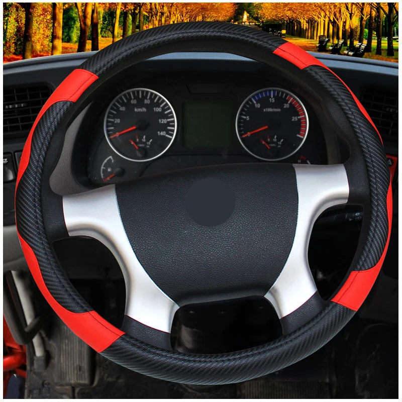 Car Steering Wheel Cover Bus Truck For 36 38 40 42 45 47 50 CM Out Diameters Blue Red Microfiber Leather Steering-wheel Wrap 7~10days