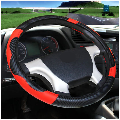 Car Steering Wheel Cover Bus Truck For 36 38 40 42 45 47 50 CM Out Diameters Blue Red Microfiber Leather Steering-wheel Wrap 7~10days