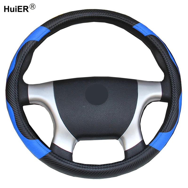 Car Steering Wheel Cover Bus Truck For 36 38 40 42 45 47 50 CM Out Diameters Blue Red Microfiber Leather Steering-wheel Wrap 7~10days