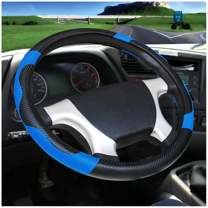 Car Steering Wheel Cover Bus Truck For 36 38 40 42 45 47 50 CM Out Diameters Blue Red Microfiber Leather Steering-wheel Wrap 7~10days