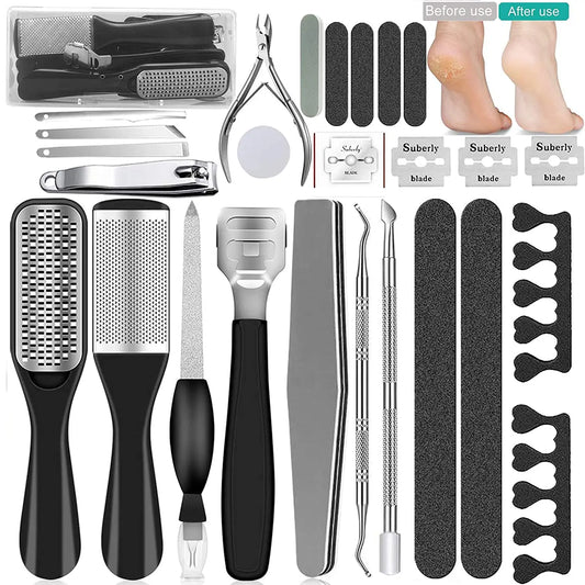 25 in 1 Professional Pedicure Kit Professional Pedicure Tools Set-Foot Rasp Foot Dead Skin Remover for Home&Salon Care Tools Set 7~16days