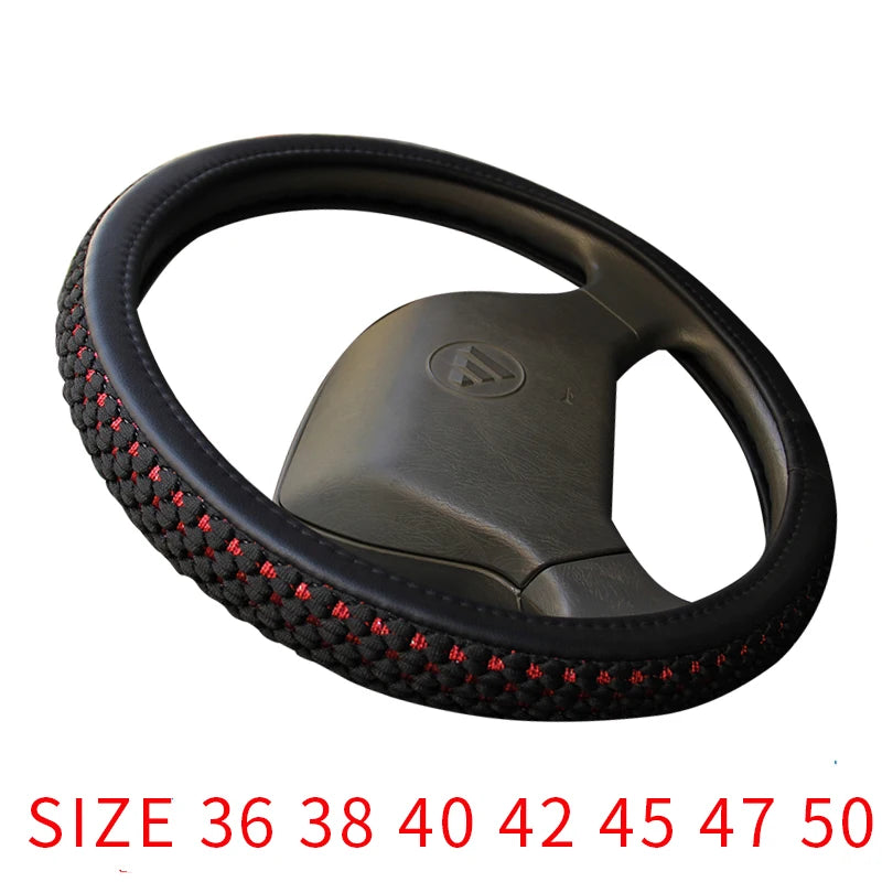 PU Leather+ Silk car Steering Wheel Covers for Car Bus Truck 36 38 40 42 45 47 50cm Diameter Auto Steering-wheel cover 8~17days