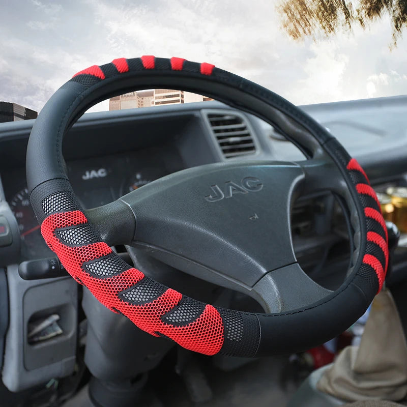 Truck Bus Car Steering Wheel Cover Diameters for 36 38 40 42 45 47 50CM 7 Sizes to Choose Carbon Fiber Black Red Dynamic 8~17days