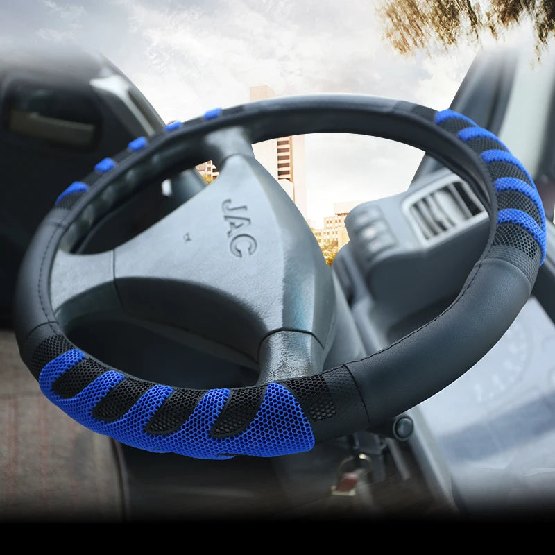 BLUE PU Leather Steering Wheel Covers for Car Bus Truck 36 38 40 42 45 47 50cm Diameter Auto Steering-wheel cover 8~17days