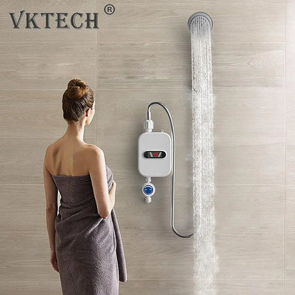 EU Plug Mini Instant Electric Water Heating Shower Set LCD Digital Display Kitchen Bathroom Tankless Hot Water Faucet Heater 7~16days