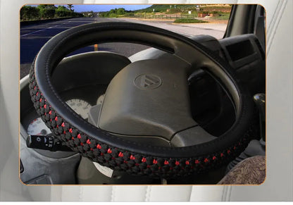 PU Leather+ Silk car Steering Wheel Covers for Car Bus Truck 36 38 40 42 45 47 50cm Diameter Auto Steering-wheel cover 8~17days