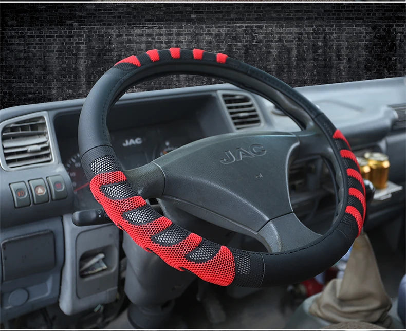 Truck Bus Car Steering Wheel Cover Diameters for 36 38 40 42 45 47 50CM 7 Sizes to Choose Carbon Fiber Black Red Dynamic 8~17days