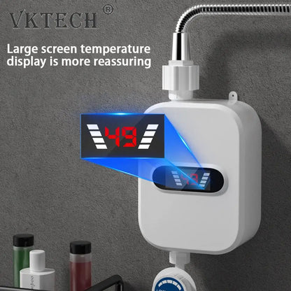 EU Plug Mini Instant Electric Water Heating Shower Set LCD Digital Display Kitchen Bathroom Tankless Hot Water Faucet Heater 7~16days