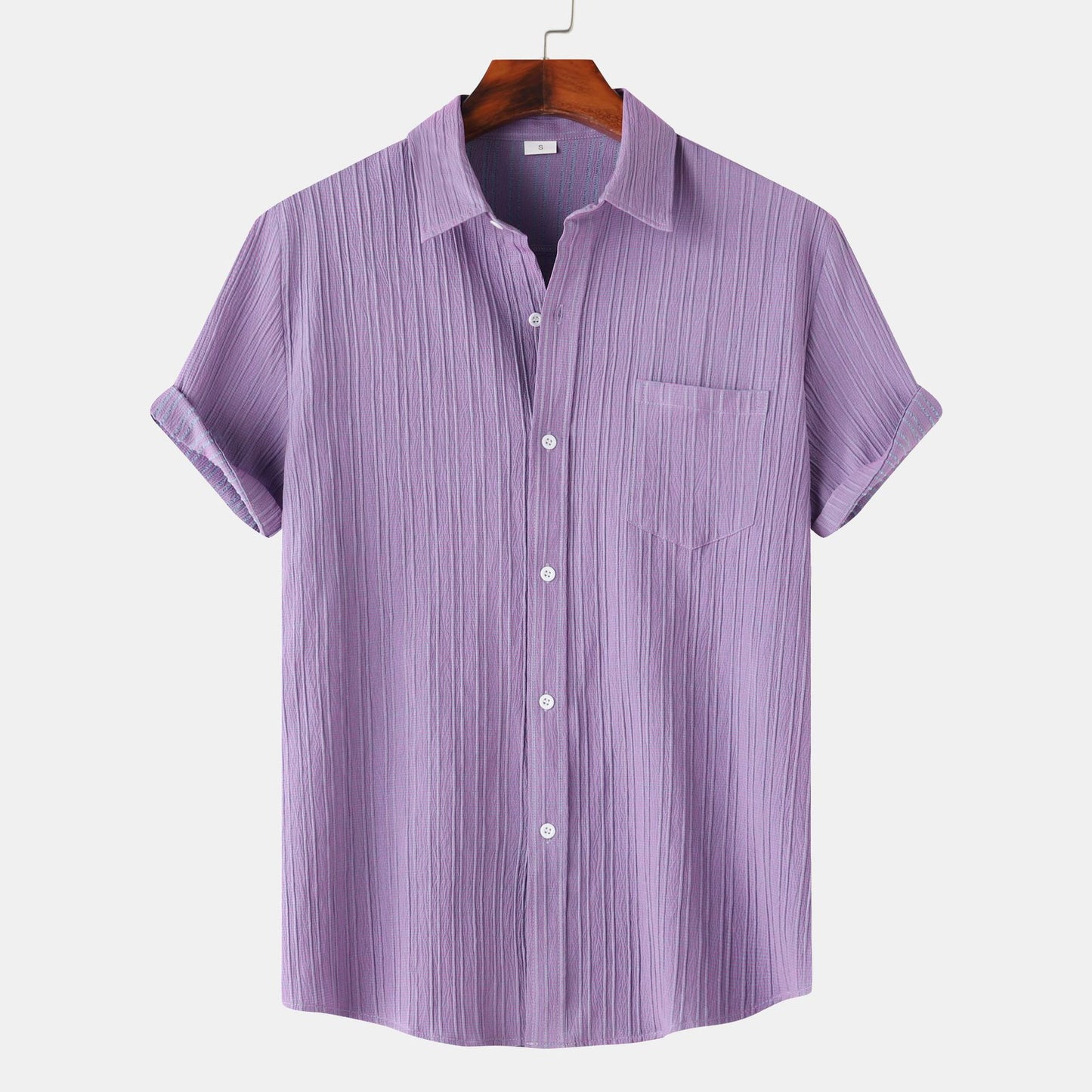 Men's Solid Color Polo Collar Short Sleeve Shirt