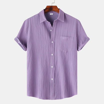 Men's Solid Color Polo Collar Short Sleeve Shirt