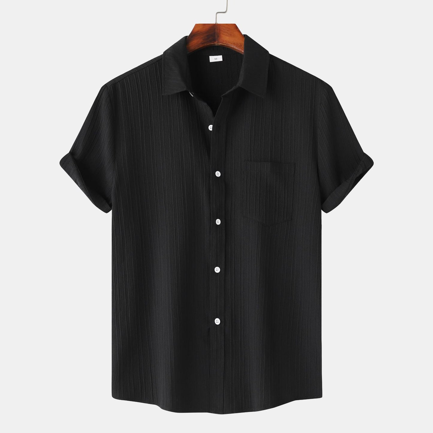 Men's Solid Color Polo Collar Short Sleeve Shirt