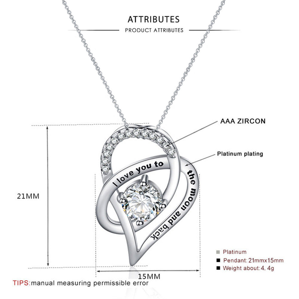 Mother's Day Gift Rosewood Lamp Box Suit Hollow Heart-shaped Zircon Pendant Necklace