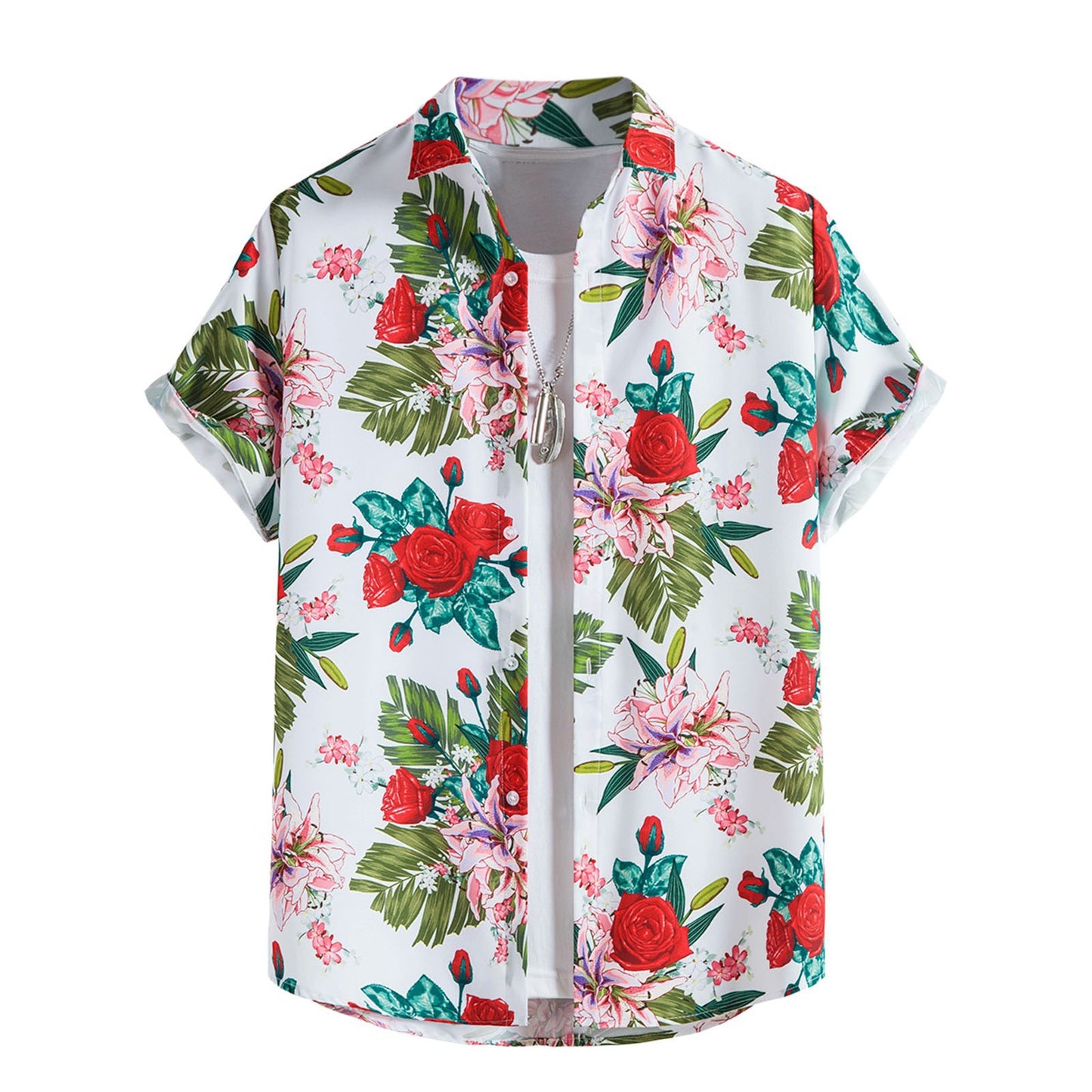 Summer Men's Hawaiian 3D Digital Printing Shirt Short Sleeve